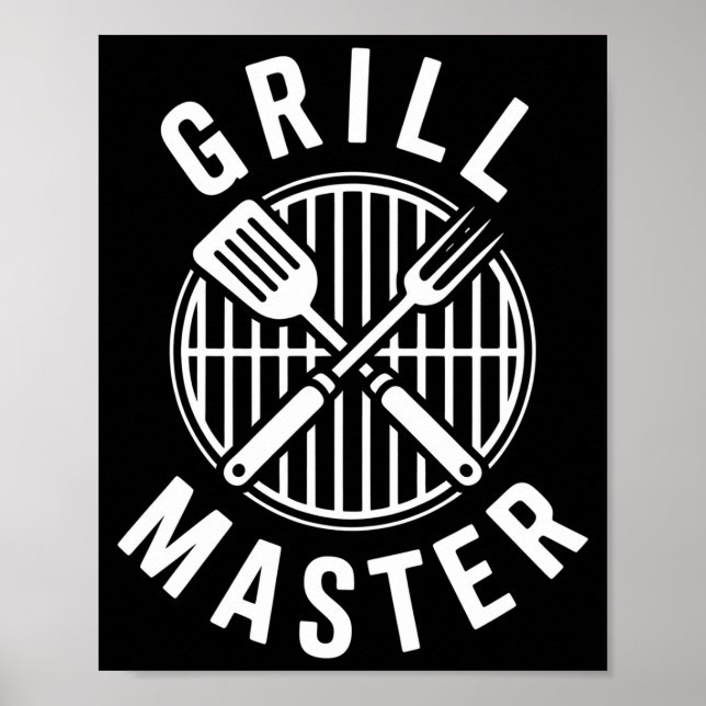 Mans bbq grillmästare bakgård barbecue rökkung poster (Framsidan)