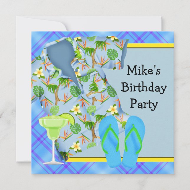 Mans BBQ Margarita Födelsedagsfest Inbjudningar (Framsida)