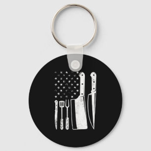 Mäns BBQ USA flag patriotisk fjärde juli mästare Nyckelring
