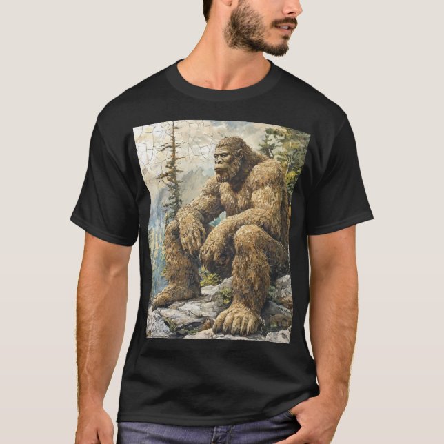 Mäns Bigfoot  T Shirt (Framsida)