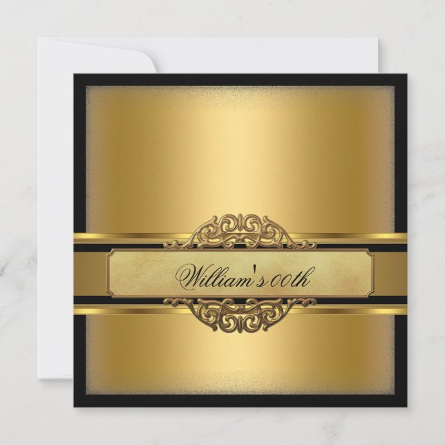 Mans Black Guld Födelsedagsfest Inbjudningar (Framsida)