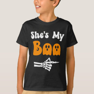 Mäns boo rolig matchande halloween par boo t shirt