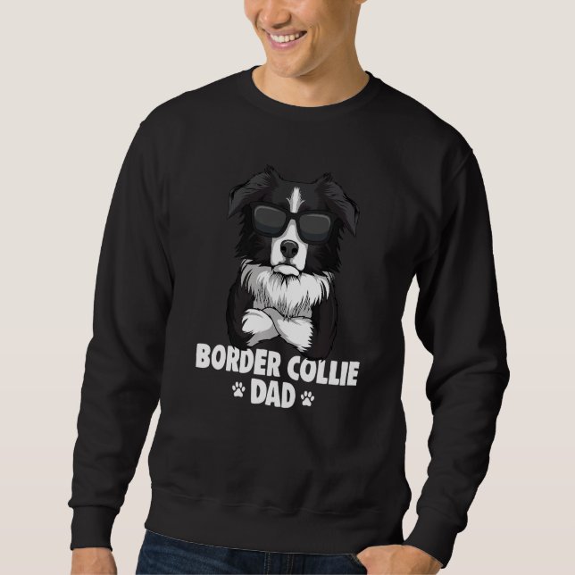 Mans Border Collie Hund Pappa Lång Ärmad Tröja (Framsida)