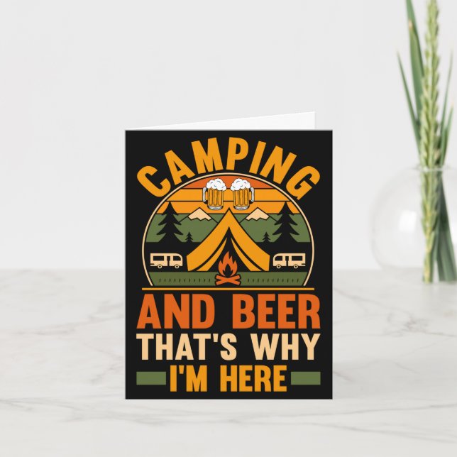 Mäns camping öl camp liv skog campare kort (Framsida)