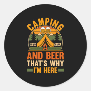 Mans camping öl camp liv skog campare runt klistermärke