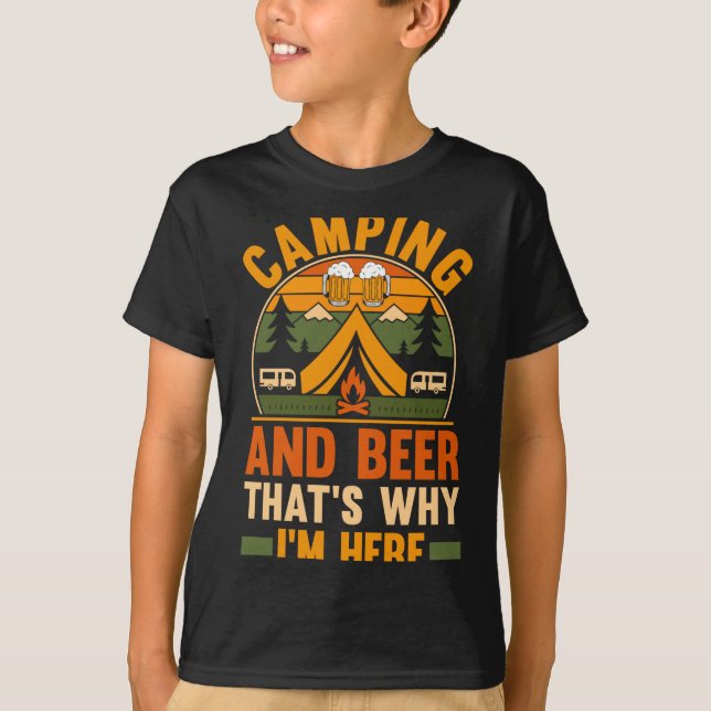 Mans camping öl camp liv skog camping t shirt (Framsida)