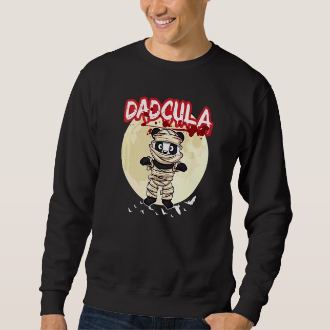 Mans Dadcula Dracule Vampire Pappa Halloweenfest F Lång Ärmad Tröja (Framsida)