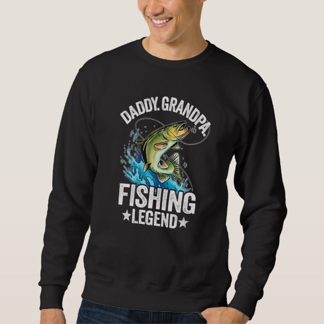 Mans Daddy Farfar Fiskelagende Fiskare Pappa Fiske Lång Ärmad Tröja (Framsida)