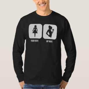 Mäns Din fru Min fru Tyngdlyftning Bodybuilder K T Shirt