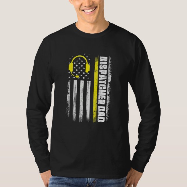 Mans Dispatcher Pappa Dispatch Responder Operatör  T Shirt (Framsida)
