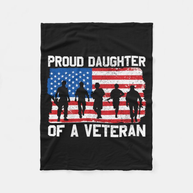Mans Dotter Av Veteran Minnesdagen Patriotisk Fleecefilt (Framsidan)