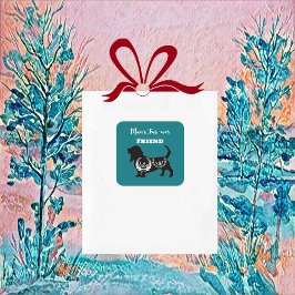 Mans Eviga Vän Hund Folk Art Flora Dekorativ  Fyrkantigt Klistermärke