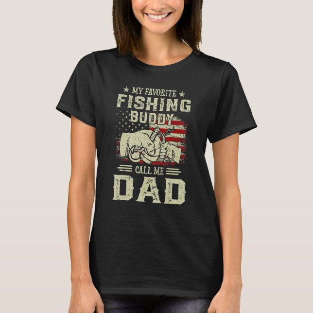 Mäns Fisher Fars Dag Min Favorit Fiskebuddy  T Shirt (Framsida)