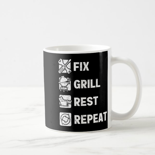 Mäns fix grill vila upprepa rutin roliga fäder kaffemugg (Höger)