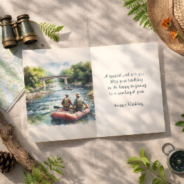 Mans Float på floden Glad födelsedag  Kort