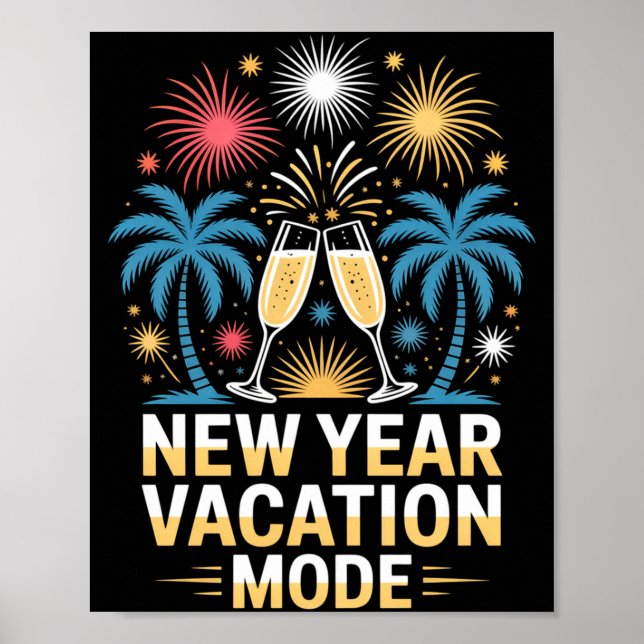 Mäns glad nyår nyår semesterläge poster (Framsidan)