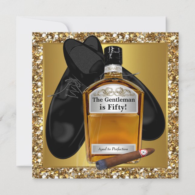 Mans Gold Åldrad Till Perfektion 50-årsfirande Inbjudningar (Framsida)