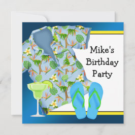 Mans grillade Margarita strand födelsedagsfest Inbjudningar