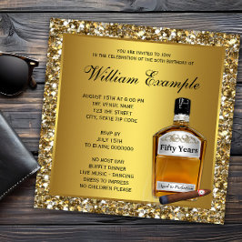 Mans Guld Åldras to Perfection Whiskey Birthday Inbjudningar