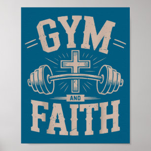 Mäns gym tro fitness kristen träning jesus poster