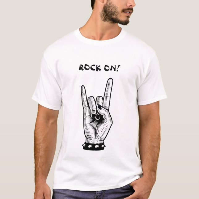 mans Hand Rocker-horns Teckenillustration T Shirt (Framsida)