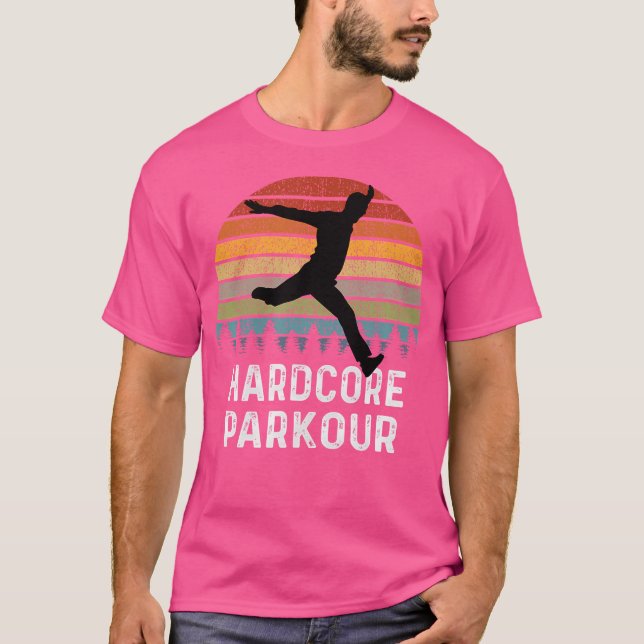 Mäns hardcore parkour retro t shirt (Framsida)