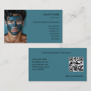 Mans hudvård ansiktsbehandlingar QR-kod Visitkort
