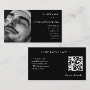 Mans hudvård ansiktsbehandlingar QR-kod Visitkort