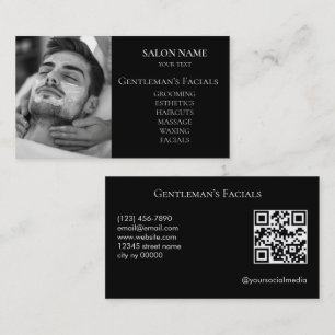 Mans hudvård ansiktsbehandlingar QR-kod Visitkort