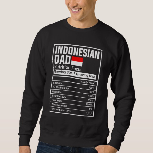Mäns indonesiska pappa näringsfakta fars dag N Lång Ärmad Tröja (Framsida)