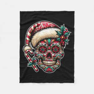 Mäns jul socker dödskalle jultomte hatt dag för fleecefilt
