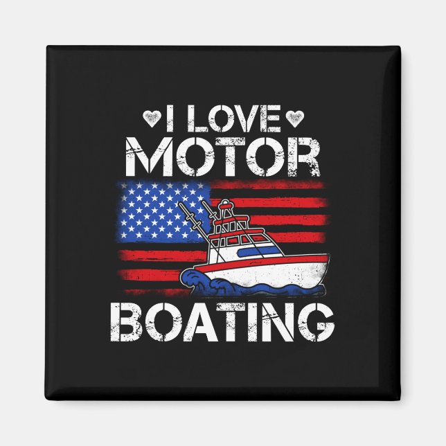 Mäns kärlek motorbåts patriottiska amerikanska fla magnet (Framsidan)