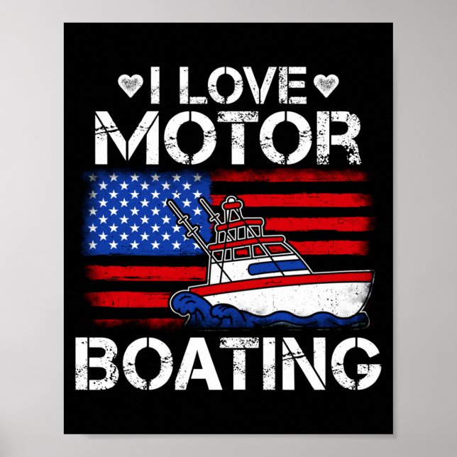 Mäns kärlek motorbåts patriottiska amerikanska fla poster (Framsidan)
