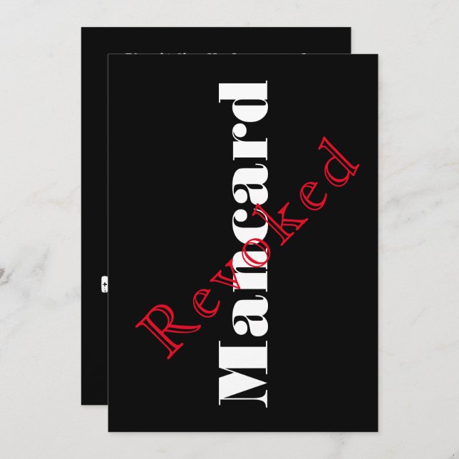 Mans kort svensexepartaj invitation, (Fram/baksida)