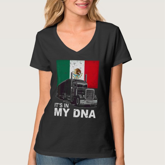 Mäns mexikanska DNA-lastbilschaufförer  Lastbilsch T Shirt (Framsida)