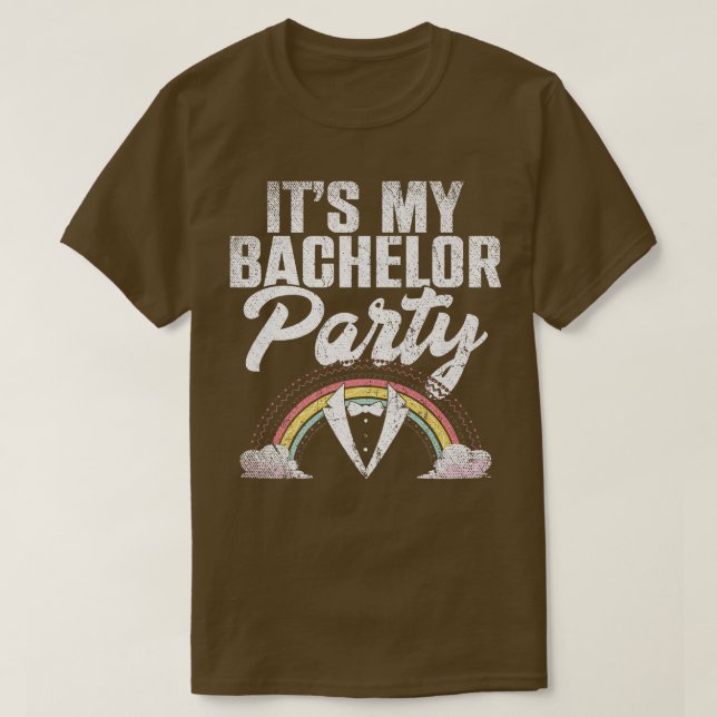 Mans Min Sängkantsfest Regnbåge Brudgum Rolig Säng T Shirt (Design framsida)