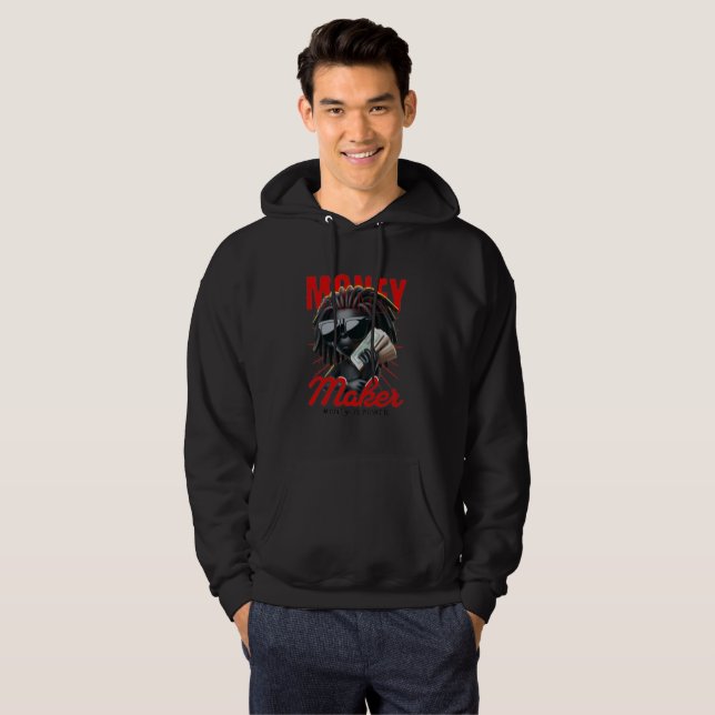 Mäns Money Maker Gorilla Hoodie - Alpha Urban (Hel framsida)