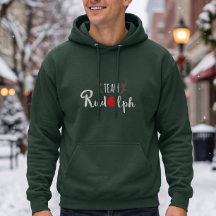 Mäns Mörka Team Rudolph Jul Hoodie