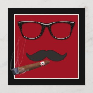 Mans Mustasch Födelsedagsfest Inbjudningar