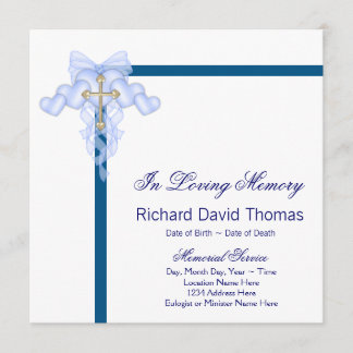 Mans Navy Blue Mourning Cards Inbjudningar