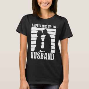 Mans nivå upp till make brudgummar bröllop möhippa t shirt