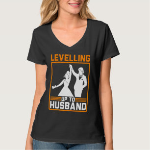 Mäns nivå upp till make brudgumme bröllop möhippa t shirt