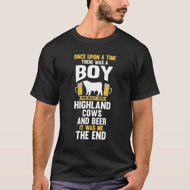Mäns öl och högländerkor t shirt (Framsida)