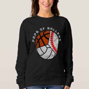 Mäns Papa Of Ballers Baseboll Volleyboll Basket T Shirt