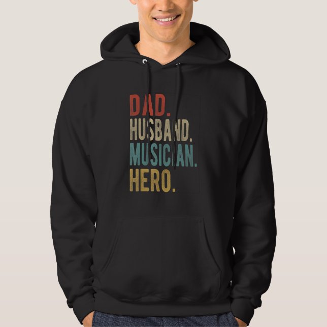 Mans Pappa Make Musik Hjälte Hoodie (Framsida)