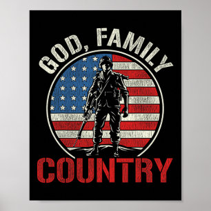 Mans Patriotisk Soldat Oss Flagga Armé USA Poster