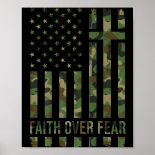 Mäns patriotiska kristna tro över rädsla amerikans poster