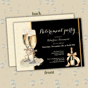 Mans pensionsguld svart champagnefest inbjudningar