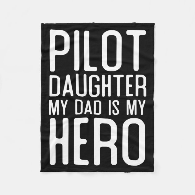 Mans Pilot Dotter Pappa Är Hjälte Present Piloter Fleecefilt (Framsidan)