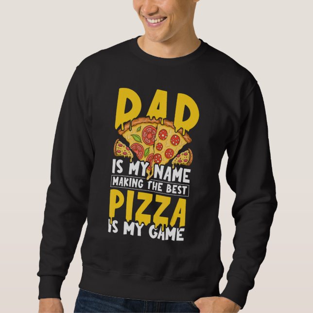 Mans Pizzeria Professionell Pizzabagare Pappa - Pi Lång Ärmad Tröja (Framsida)